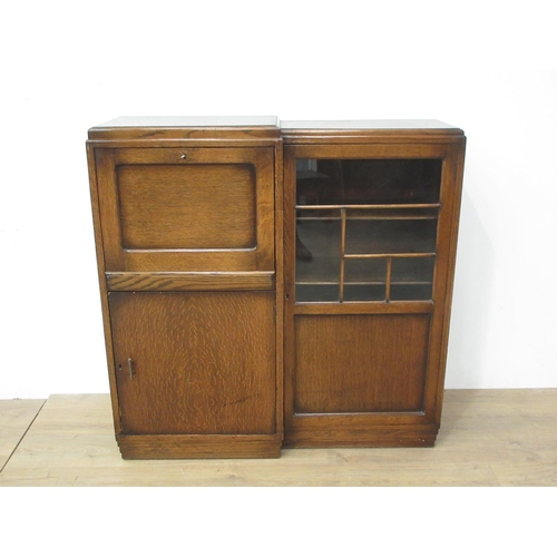 474 - An oak and glazed Bookcase 3ft 6 1/2in H x 3ft 6in W