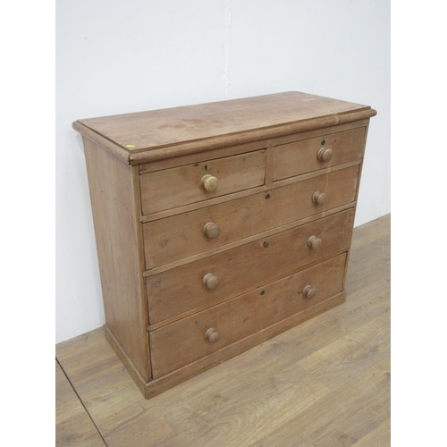 476 - A Victorian pine Chest of two short and three long drawers on plinth base 3ft 5 1/2in W x 3ft H