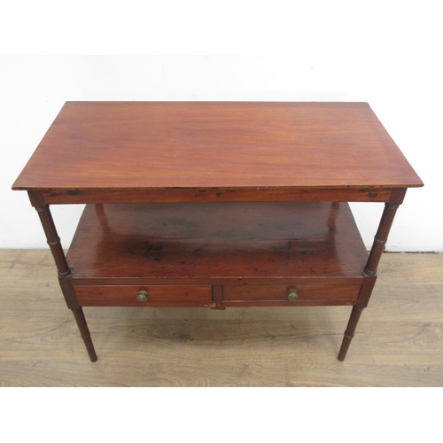 505A - A 19th Century mahogany two tier Buffet, the lower tier fitted two drawers on turned supports, 3ft 2... 