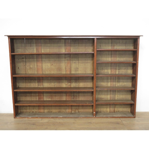 506 - A late 19th Century oak two bay open Bookcase with adjustable shelves 7ft 4in W x 4ft 8in H