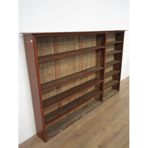 506 - A late 19th Century oak two bay open Bookcase with adjustable shelves 7ft 4in W x 4ft 8in H