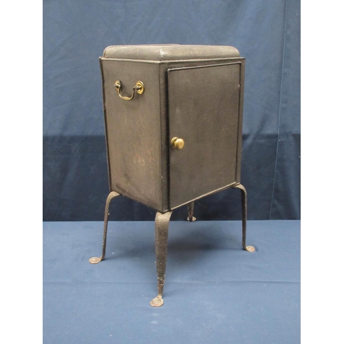 51 - A Georgian iron Plate Warmer with brass handles mounted upon pad feet