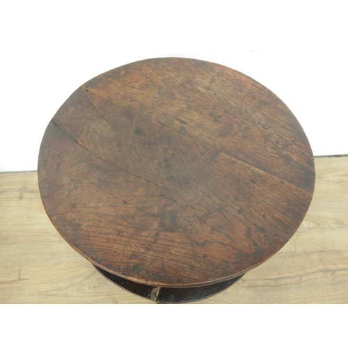 515 - An 18th Century oak two tier Pillar Table on tripod base 2ft 3in H x 1ft 9in D