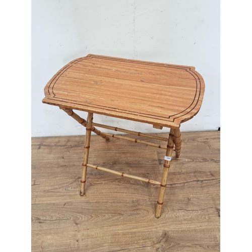 519 - A Regency cream painted Coaching Table on simulated bamboo supports 2ft 4in W x 2ft 3 1/2in H