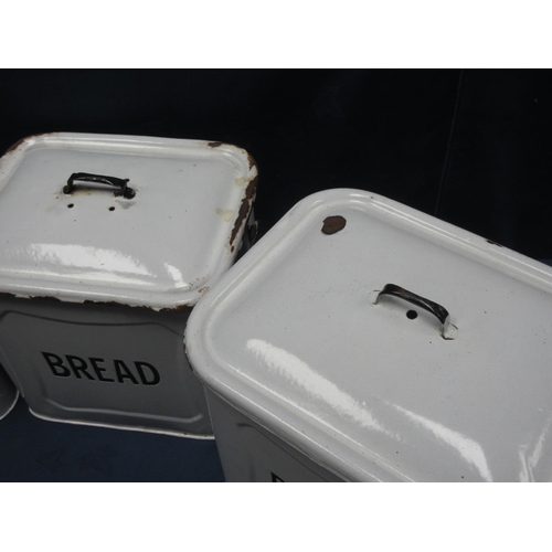 52 - Three white enamel Bread Bins