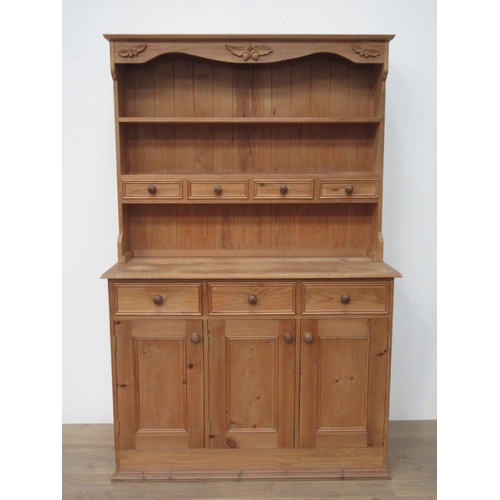 534 - A pine Kitchen Dresser and rack 6ft 2in H x 4ft W