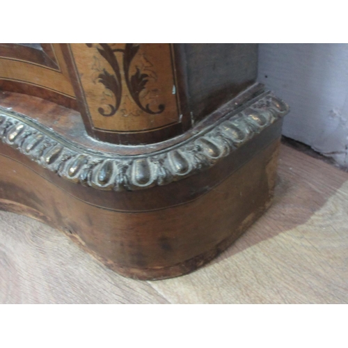 542 - A Victorian walnut veneered and inlaid Credenza with gilt metal mounts fitted pair of shaped glazed ... 