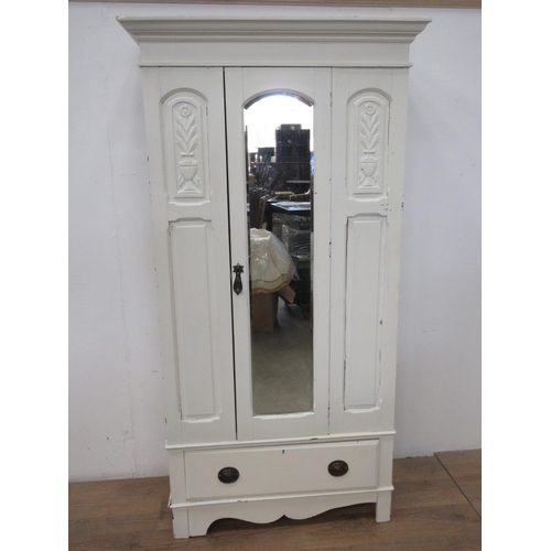 559 - A Victorian white painted single mirror door Wardrobe 6ft 6in H x 3ft 4in W