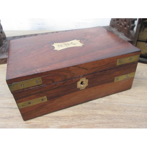 573 - A small rosewood and brass bound Box, Oriental laquered three drawer Cabinet, mahogany Apothecary Ca... 