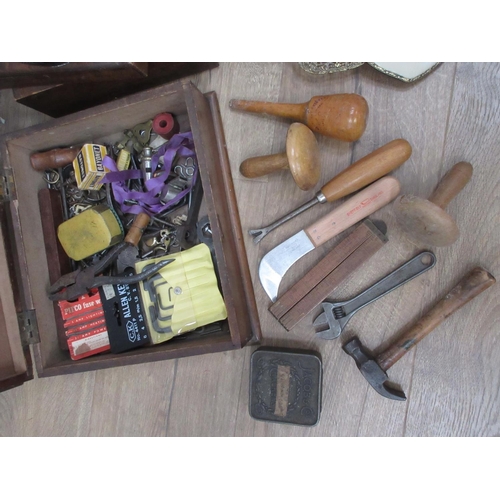 578 - A Box of Silver Plate and Cutlery including, a three piece Coffee Set, Spoons, Knifes, Brush Set, an... 