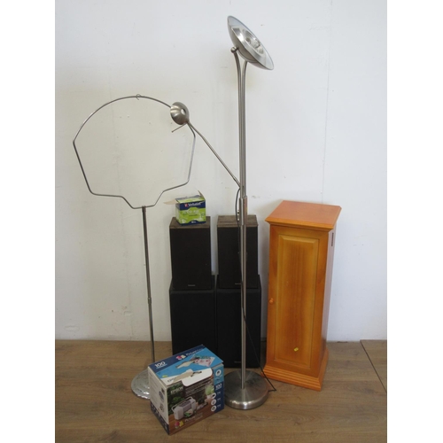 581 - Orange narrow Cupboard, PictureMate, four Technics Speakers and two Lamps (passed PAT test)