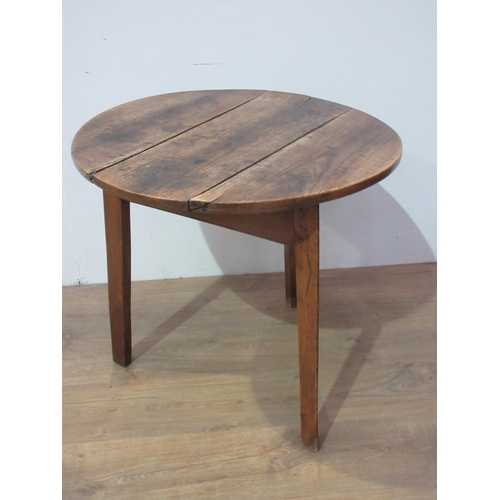 86 - A late 18th Century elm Cricket Table with three plank top 2ft 2in D x 2ft 1 1/2in H