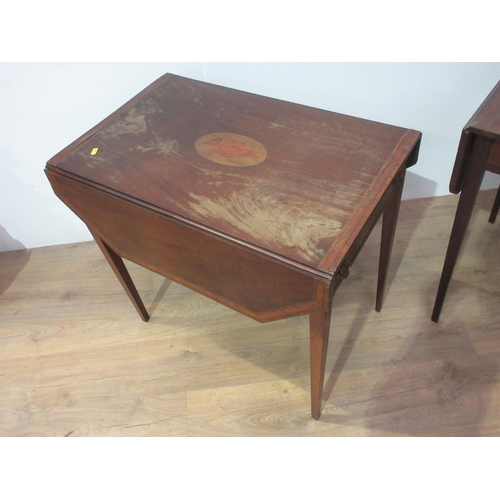 87 - A 19th Century mahogany and satinwood crossbanded Pembroke Table with shell inlaid cartouche and oct... 