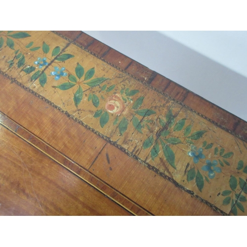 92 - A Georgian Sheraton style satinwood demi-lune foldover Card Table with floral painted decoration mou... 