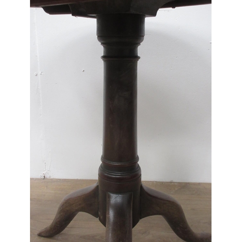 93 - An 18th Century mahogany Pillar Table with single piece top on turned column with damaged pad feet 2... 