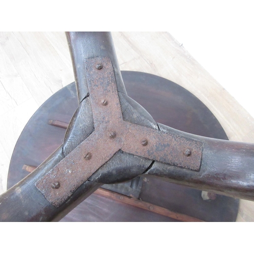 93 - An 18th Century mahogany Pillar Table with single piece top on turned column with damaged pad feet 2... 