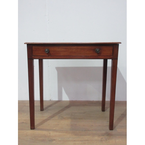 98 - A 19th Century mahogany single drawer Side Table with moulded top mounted on square cut supports 2ft... 