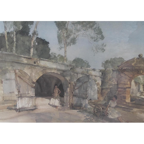 323 - AFTER SIR WILLIAM RUSSELL FLINT. Roxanna on Ardeche, reproduction in colours, pl. 15 x 22 in; and tw... 