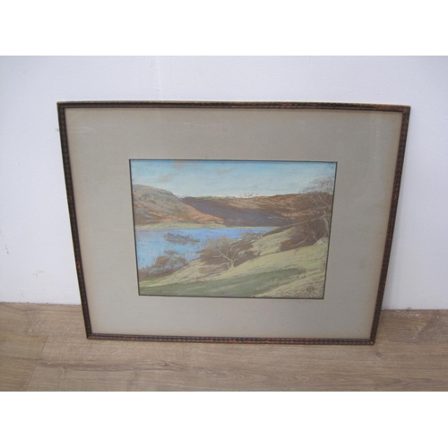 331 - MARY YATES. Rydal Water, signed, with monogram and inscribed on a label verso, pastel, 11 1/2 x 15 i... 