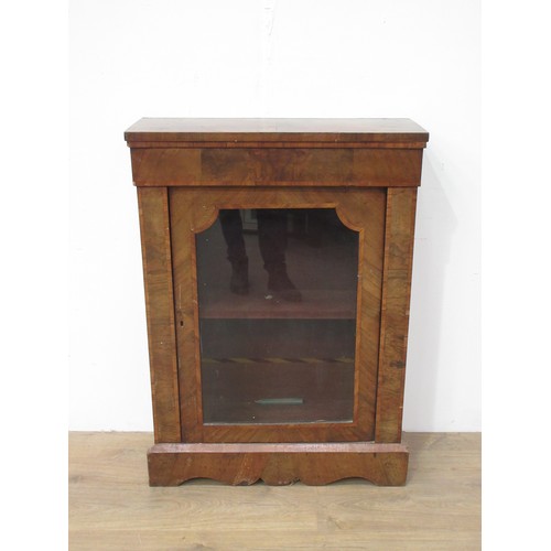 465 - A Victorian walnut veneered Bookcase fitted glazed door mounted on shaped plinth base 3ft 5in H x 2f... 