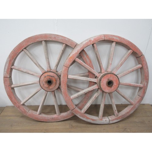 558 - A pair of old wooden Cart Wheels 4ft 1in D