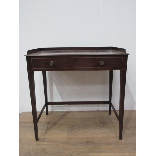 130 - A Regency mahogany Side Table fitted single frieze drawer mounted upon square cut tapering supports ... 