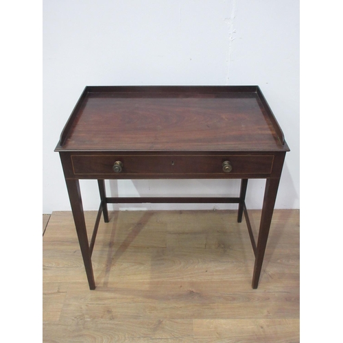 130 - A Regency mahogany Side Table fitted single frieze drawer mounted upon square cut tapering supports ... 