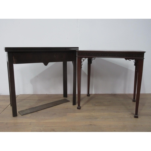 381 - A Chippendale style mahogany Table with fretwork frieze 2ft 4in W x 2ft 4in H A/F and a 19th Century... 