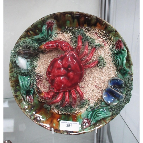 291 - A majolica Crab Plate A/F