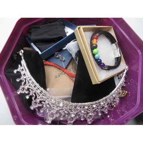 295 - Three tins of assorted Costume Jewellery, including Ingersol Watch, silver Fox head Bookmark