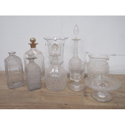 755 - A box of cut glass Decanters, Jug and Vase