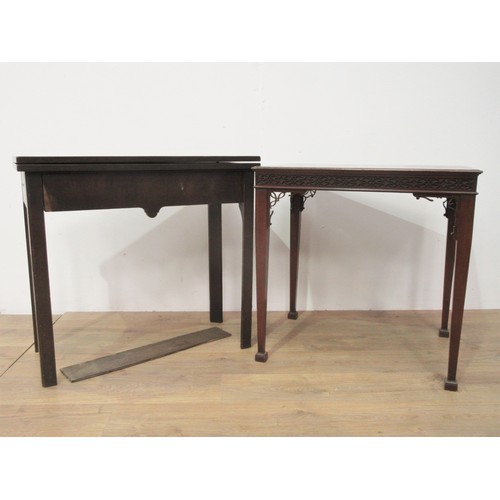 381 - A Chippendale style mahogany Table with fretwork frieze 2ft 4in W x 2ft 4in H A/F and a 19th Century... 