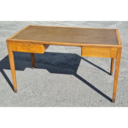 281 - A 20th Century oak Desk with rexine top fitted two drawers 4ft 6in W x 2ft 6in H