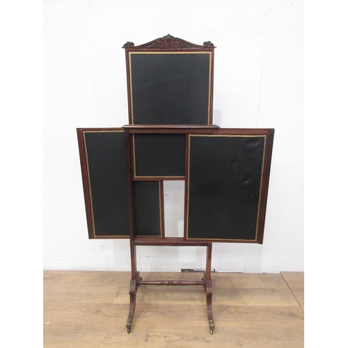 128 - A Regency mahogany Firescreen, with pull-up section on squared supports and cheval base