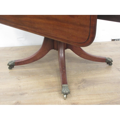 134 - A 19th Century Pembroke Table with moulded top on baluster turned column and quadruple supports with... 