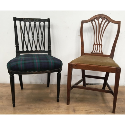 149 - An oak Gateleg Table with oval top on barley twist supports, 3ft and two Dining Chairs