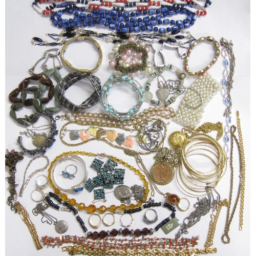 183 - A box of Costume Jewellery, beads, bracelets, etc.