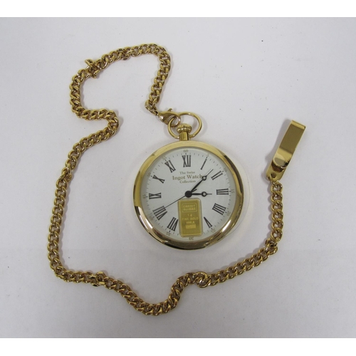 211 - A Swiss Ingot quartz Pocket Watch, the white enamel dial with Roman numerals, sweep seconds hand and... 