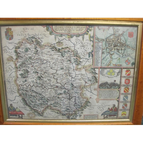 254 - EMANUEL BOWEN. 'An Accurate Map of Herefordshire Divided into its Hundreds (1762), engraved map, col... 