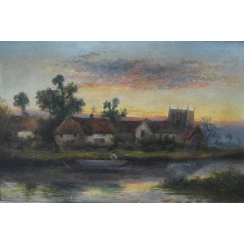 269 - HENRY COOPER. By a River at Sunset; and Driving Home the Flock at Eventide, signed, oil on canvas, 2... 