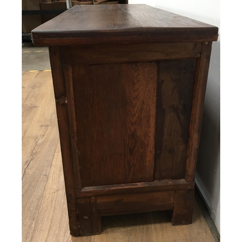 312 - An oak Blanket Chest with three panelled front, 3ft 9in W