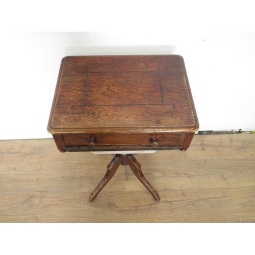 321 - A 19th Century oak Work Table fitted frieze drawer on quadruple base, 2ft 3in H