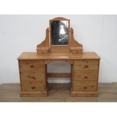 326 - A pine Dressing Table with mirror, 4ft 9in W