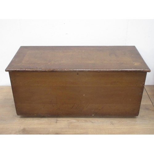 344 - A large stained and grained Blanket Chest with hinged cover, 4ft 4in W