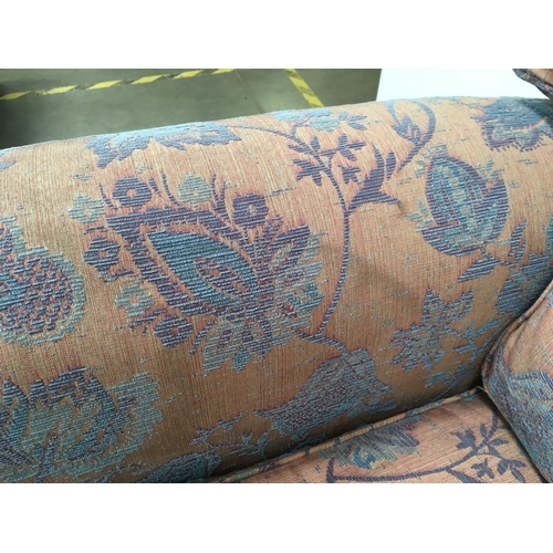 360 - A floral upholstered three seat Settee, 7ft W