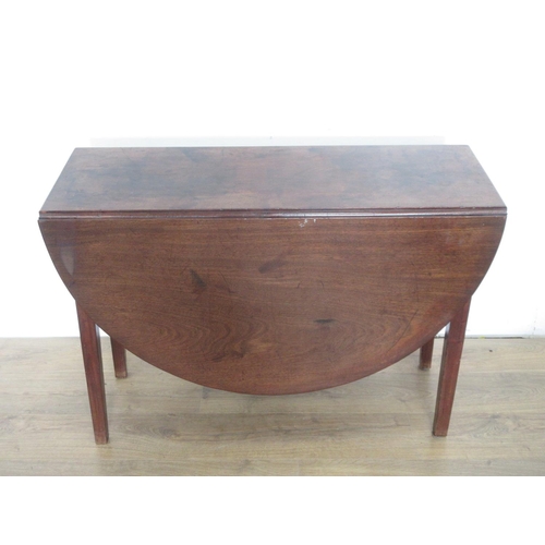 373 - A mahogany dropleaf Table with oval top on squared tapering supports, 3ft 6in