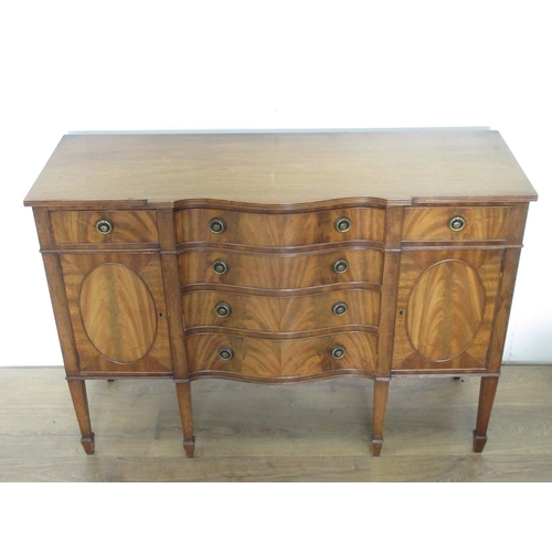 376 - A small serpentine Sideboard fitted drawers and cupboard doors, 3ft 8in W