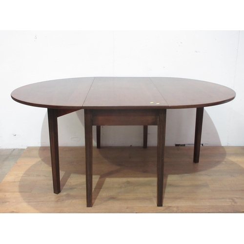 378 - A mahogany dropleaf Table with oval top on moulded squared supports, 4ft W