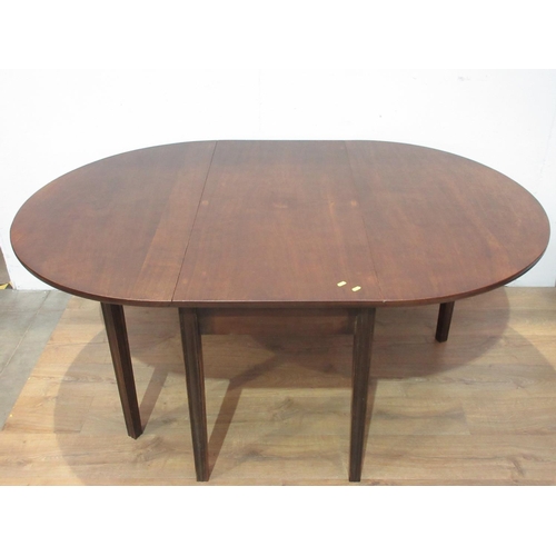 378 - A mahogany dropleaf Table with oval top on moulded squared supports, 4ft W