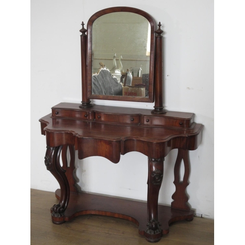 392 - A Victorian mahogany Duchess style Dressing Table on scrolled front supports, 5ft 3in H x 4ft W